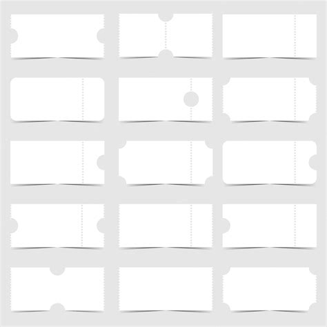 Шаблон билета или набор макетов с пустым билетом или пустым билетом со ...
