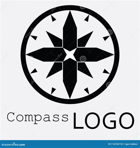 Black And White Compass Logo Vector Icon Rose Of Wind Stock Vector Illustration Of