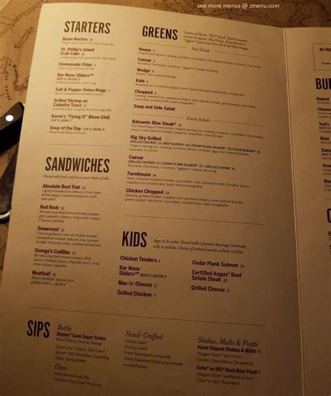 Menu At Teds Montana Grill Steakhouse Durham
