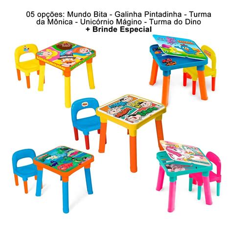 Mesa Infantil Did Tica Mesinha C Cadeira Divis Ria Brinde Frete Gr Tis