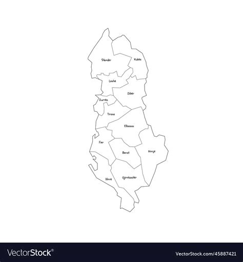 Albania Political Map Of Administrative Divisions Vector Image