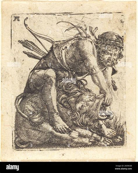 Hercules Overcoming The Nemean Lion C 15201525 Stock Photo Alamy