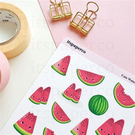 Cute Watermelon Sticker Sheet Planner Stickers Bullet Etsy