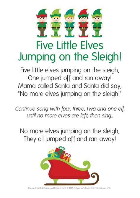 Five Little Elves Song - Free Printable Puppets | Christmas songs for ...