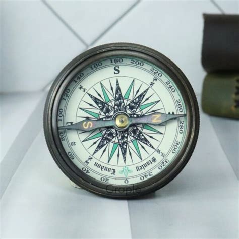 Stanley London Antique Brass Peom Compass