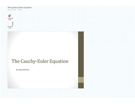 SOLUTION: The cauchy euler equation - Studypool