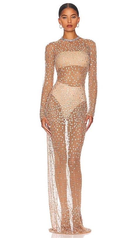 Retrofete Vinci Dress In Silver Nude REVOLVE Maxi Dress Sheer Maxi Dress Women Long Dresses