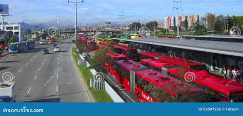 Transmilenio on Bogota, Colombia. , a Bus Rapid Transit System Editorial Photo - Image of ...