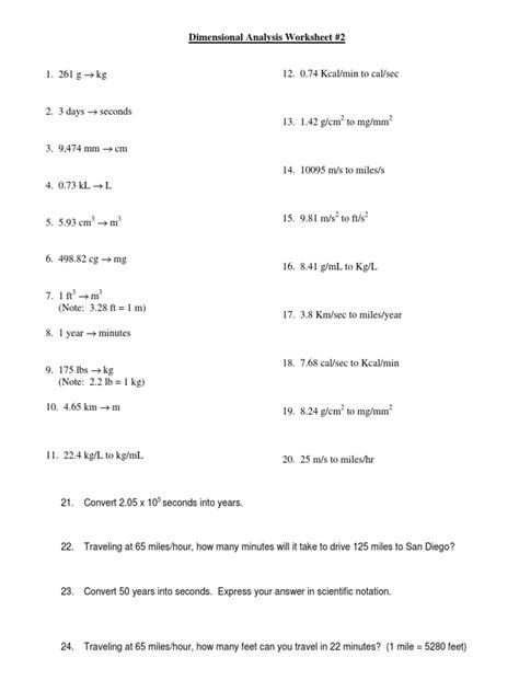 Dimensional Analysis Practice Worksheet Live Worksheets Worksheets