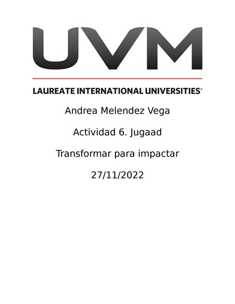 A Amv Actividad Blackboard Transformar Para Impactar Andrea