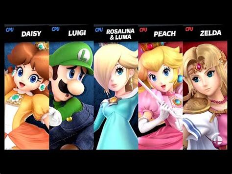 Daisy And Luigi And Rosalina Luma VS Peach And Zelda LV 9 CPU Battle