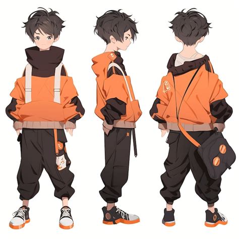 Premium Ai Image Trendy Anime Boy Character Turnaround Concept Art