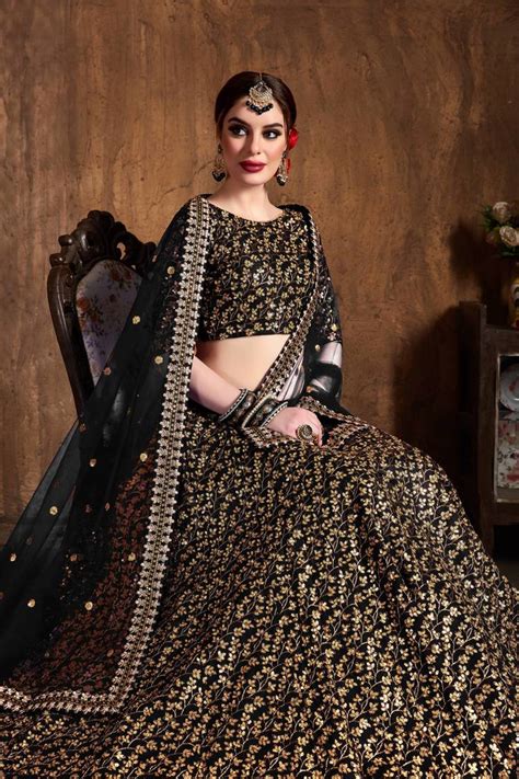 Alluring Black Heavy Zari And Sequins Embroidered Wedding Designer