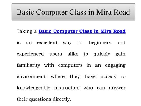 Ppt Basic Computer Class In Mira Road Call Powerpoint