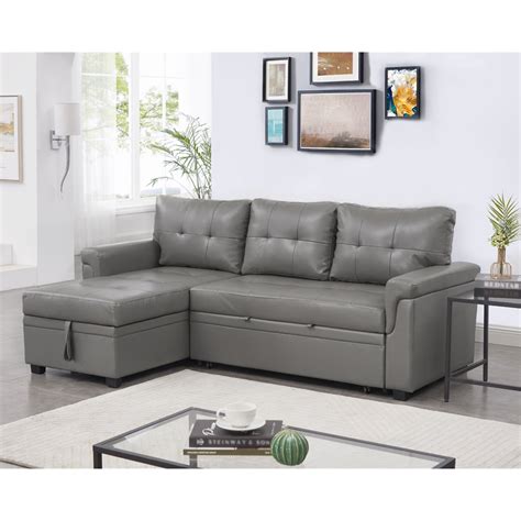 Chaise Sectional Sleeper Sofa With Storage Convertible Couch With