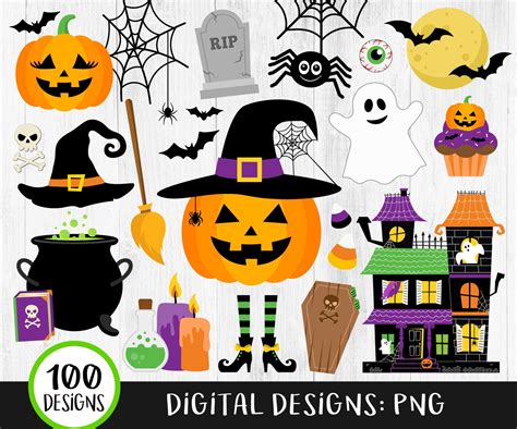 Halloween Clipart Bundle Cute Halloween Clipart Pumpkins Etsy