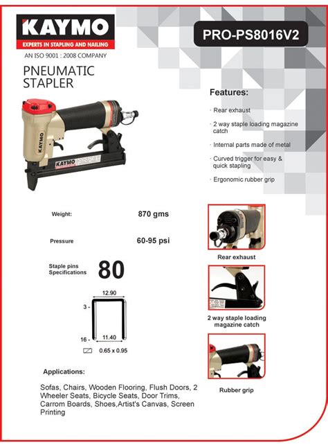 Pneumatic Stapler Kaymo Pro V Kaymo Fastener Company