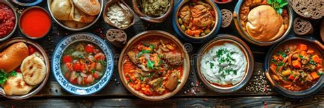 Assortment Of Russian Traditional Dishes Russian Food Stock Photo