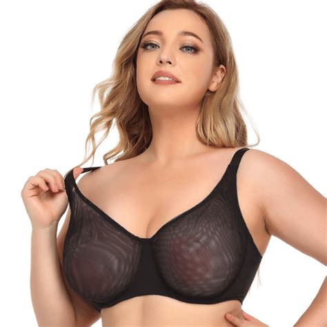 Sheer Mesh Push Up Plus Size Bra Curvypower Uk