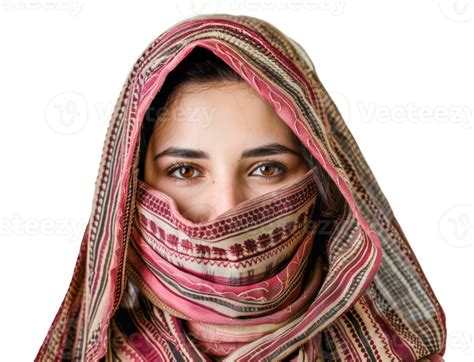 A Woman Wearing A Scarf Covering Her Face Stock 45910329 Png