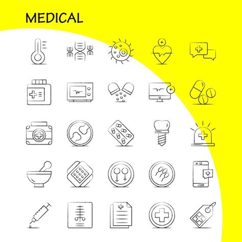 Free Vector Medical Hand Drawn Icons Set For Infographics Mobile Uxui