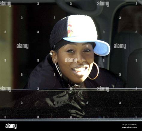 Missy Elliot Gets Funny As She Leaves The Adidas Store In Soho Stock