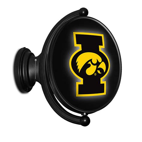 Iowa Hawkeyes Illuminated "I" Tigerhawk Logo Rotating Oval Sign