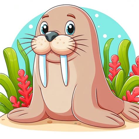 Premium Vector Cute Walrus Vector Cartoon Illustration