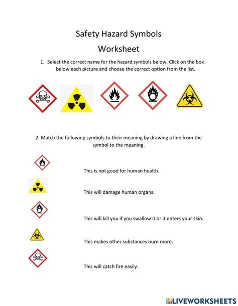 Hazard Symbols Worksheet worksheet | Live Worksheets - Worksheets Library