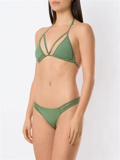 Amir Slama Straps Triangle Bikini Set Green FARFETCH UK