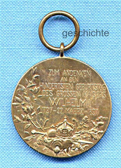 Centenar Medaille 100 Ster Geburtstag Kaiser Wilhelm I Um 1897