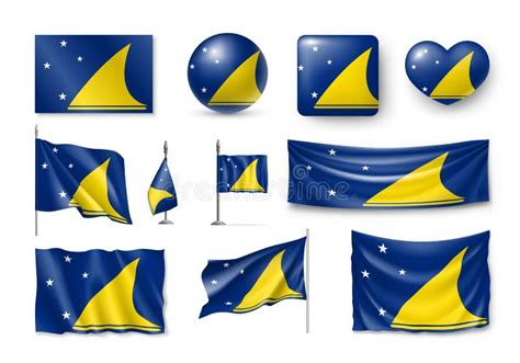 Ustawia Tokelau Realistyczne Flaga Sztandary Sztandary Symbole