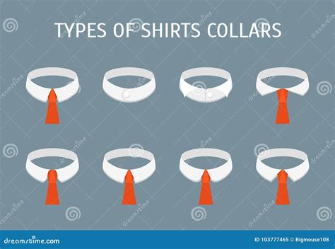 Shirt Collars Jacket Types Flat Line Icons Set Formal Clothing Vector