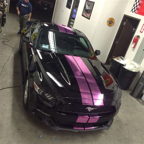 2015 Ford Mustang With Pink Chrome Racing Stripes 2015 Ford Mustang