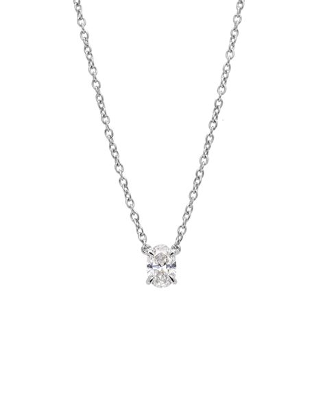 Oval Solitaire Diamond Necklace 030ct Class A Jewellers