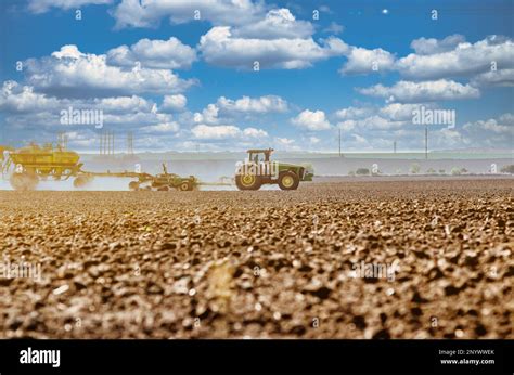 Tractor Plowing Field Tractor Plow Soil Cultivating Cultivated Land