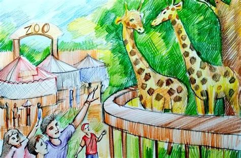 Рисунки про зоопарк детские в школу и детский сад