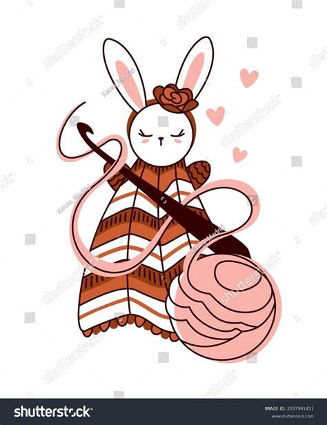 Crocheted Bunny Blanket Crochet Hook Logo Stock Vector Royalty Free