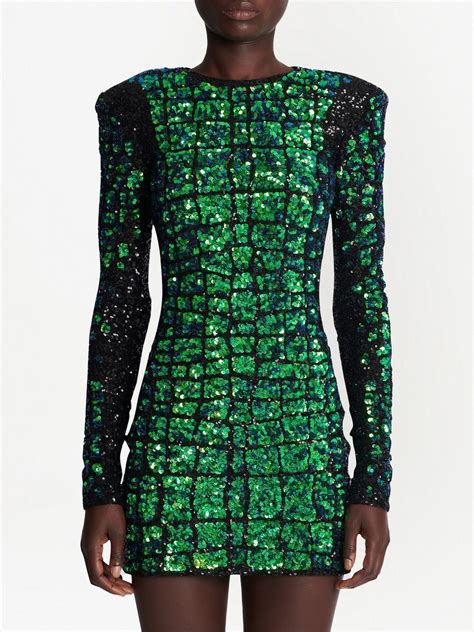 Balmain Sequin Embellished Mini Dress Farfetch