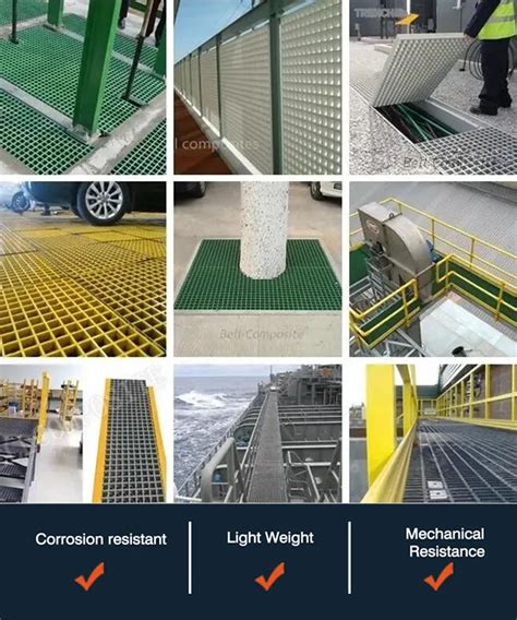 Frp Molded Grating Fiberglass Grating For Platform Walkway Treads Strong Lightweight And