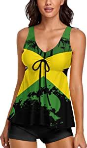 Amazon Bikini Jamaica Flag Bathing Suit Women S Swimwear Two Piece Swimsuit Tummy Control