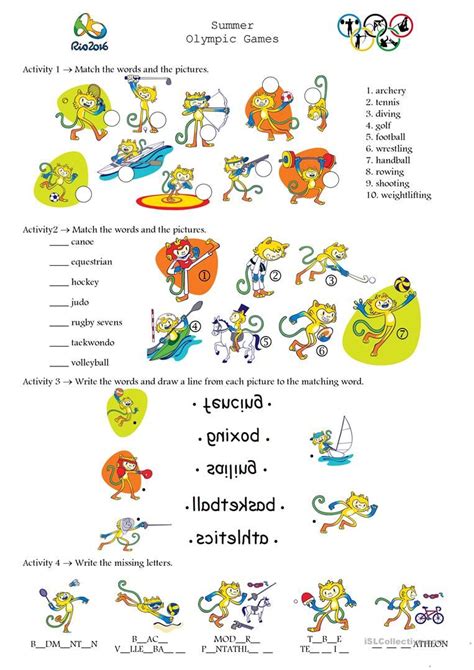 Olympic Games Rio 2016 English Esl Worksheets For Distance Learning And Physical Classrooms