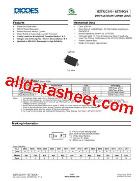 BZT52C5V1 Datasheet PDF Diodes Incorporated