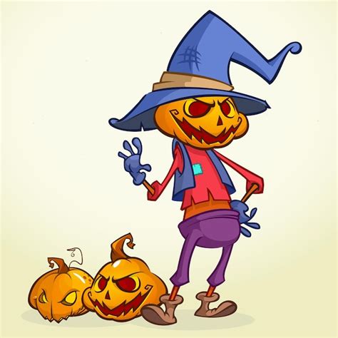 Premium Vector Cartoon Pumpkin Scarecrow Halloween Vector Illustration