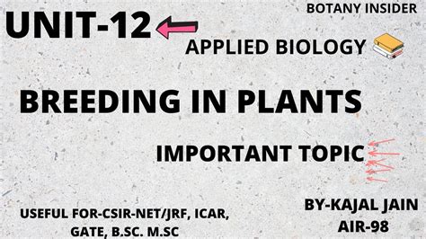 Unit Applied Biology Breeding In Plants Types Methods