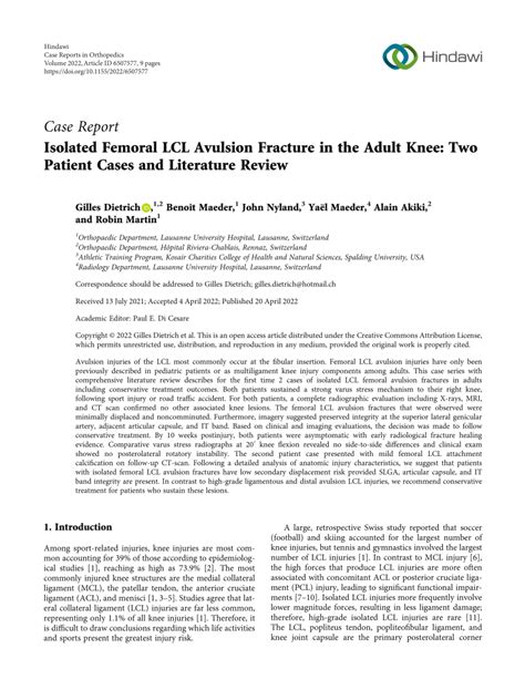 Pdf Isolated Femoral Lcl Avulsion Fracture In The Adult Knee Two