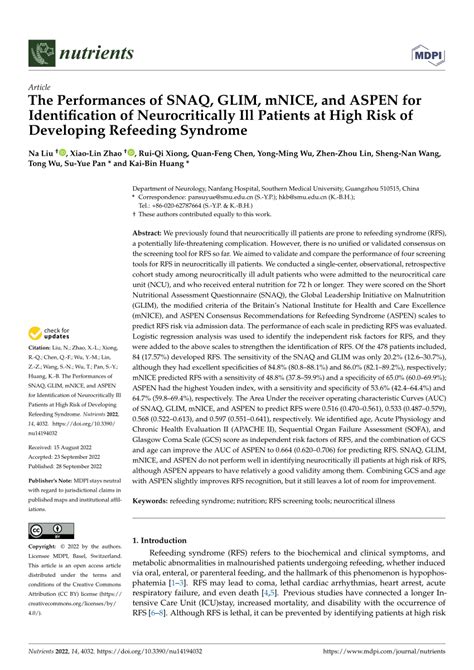 Pdf The Performances Of Snaq Glim Mnice And Aspen For Identification Of Neurocritically Ill