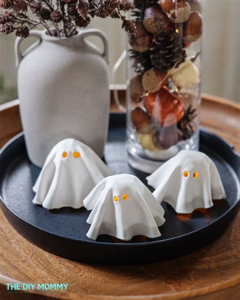 How To Make Adorable Diy Air Dry Clay Ghost Tea Light Covers The Diy