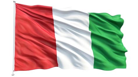 The Flag Of Italy Red White And Green Is Waving On A White Background