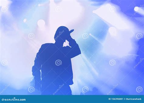 Young Hip Hop Singer On Stage In Music Hall Stock Image Image Of Blue